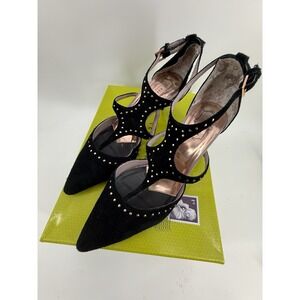 Ted Baker London Women's Dvaita 2 Tone Strappy Suede Pump w/goldtone Studs Sz 41